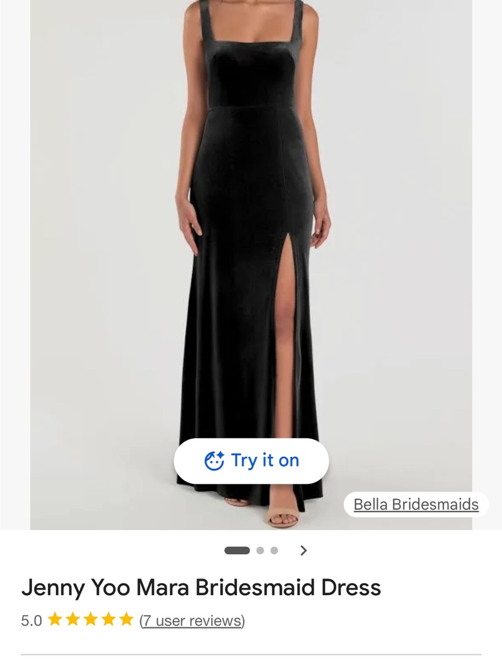 Jenny Yoo Black Mara Velvet Square-Neck Bridesmaid Gown
